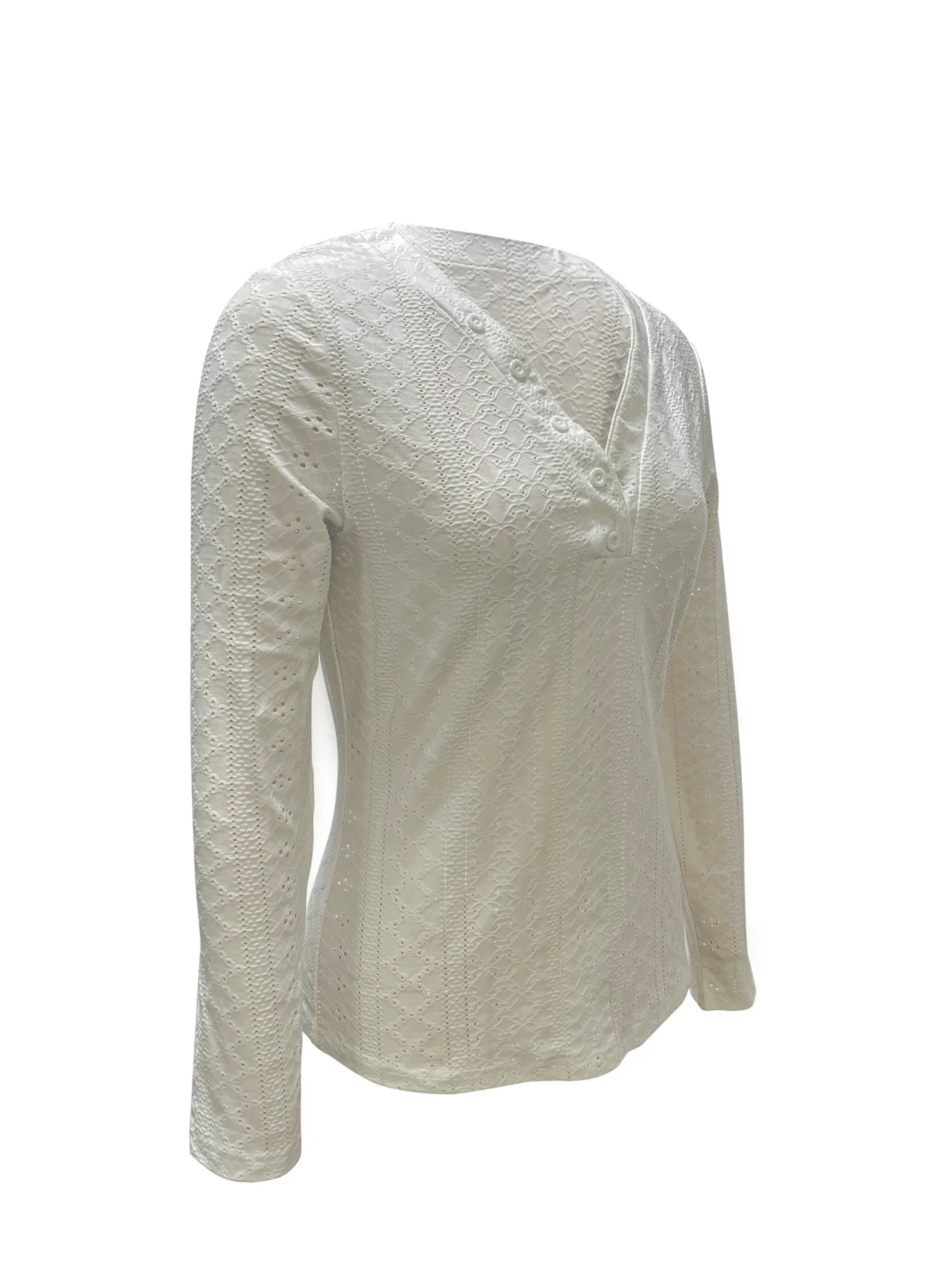 In Stock Popular Autumn And Winter Solid Color Long Sleeve Hollow V-neck Women's Sweater Women's Top display picture 5