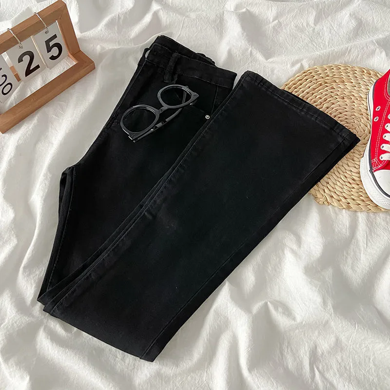 Black Jeans Women's Autumn And Winter Horseshoe Trousers High Waist Slim-Fit All-Match Stretch Floor Straight Micro-Flare Trousers display picture 2