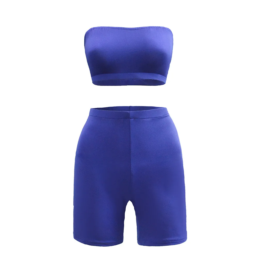 Hot Selling Casual Sports Fitness Running Exercise High Elastic Tight Elastic Small Strapless Shorts Two-piece Set display picture 3