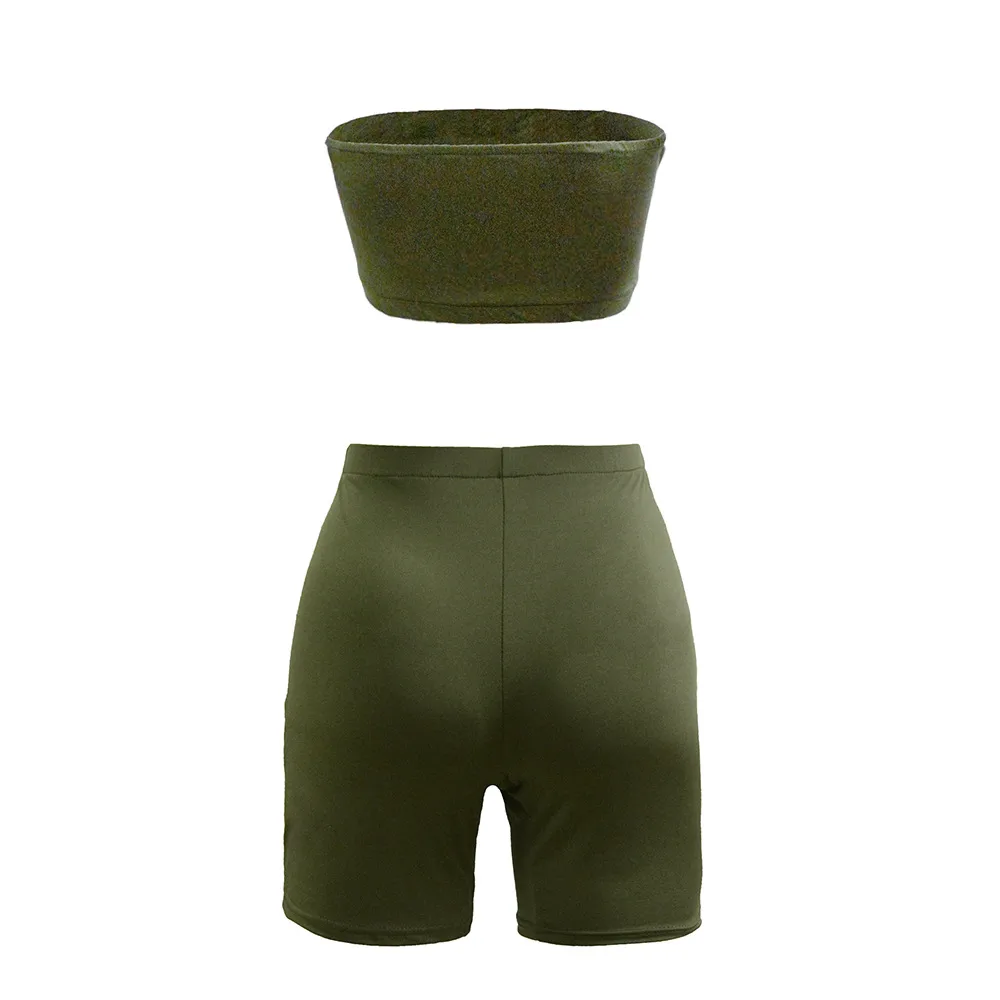 Hot Selling Casual Sports Fitness Running Exercise High Elastic Tight Elastic Small Strapless Shorts Two-piece Set display picture 6