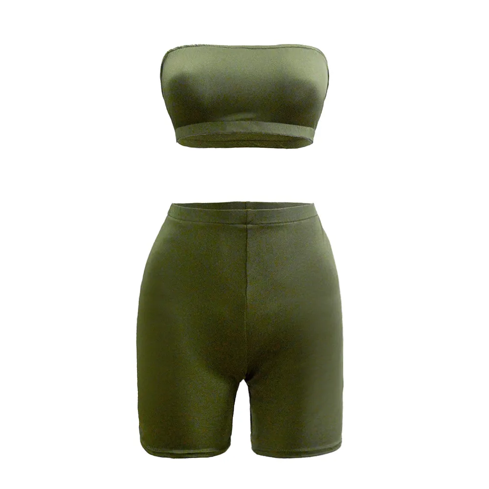 Hot Selling Casual Sports Fitness Running Exercise High Elastic Tight Elastic Small Strapless Shorts Two-piece Set display picture 7
