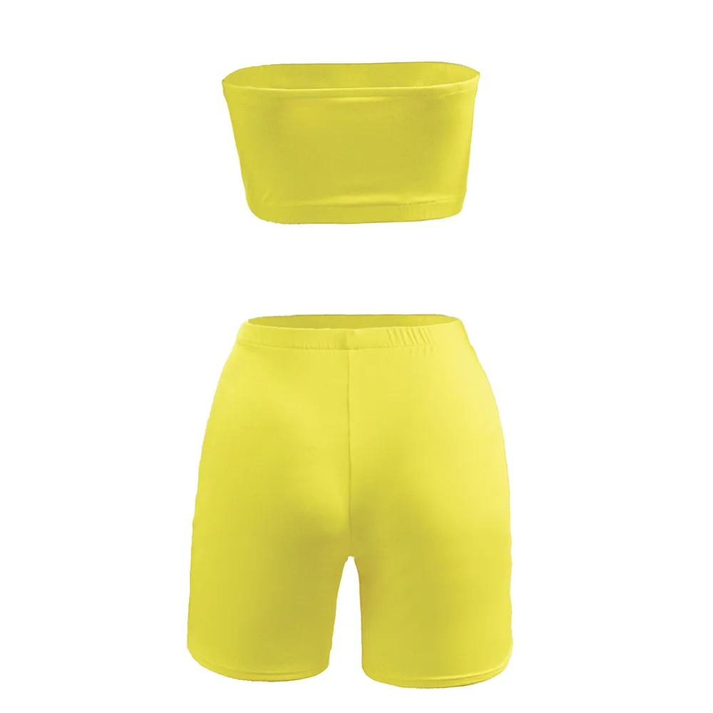 Hot Selling Casual Sports Fitness Running Exercise High Elastic Tight Elastic Small Strapless Shorts Two-piece Set display picture 10