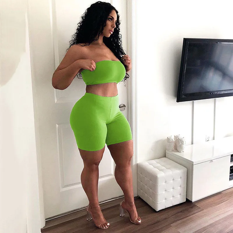 Hot Selling Casual Sports Fitness Running Exercise High Elastic Tight Elastic Small Strapless Shorts Two-piece Set display picture 11