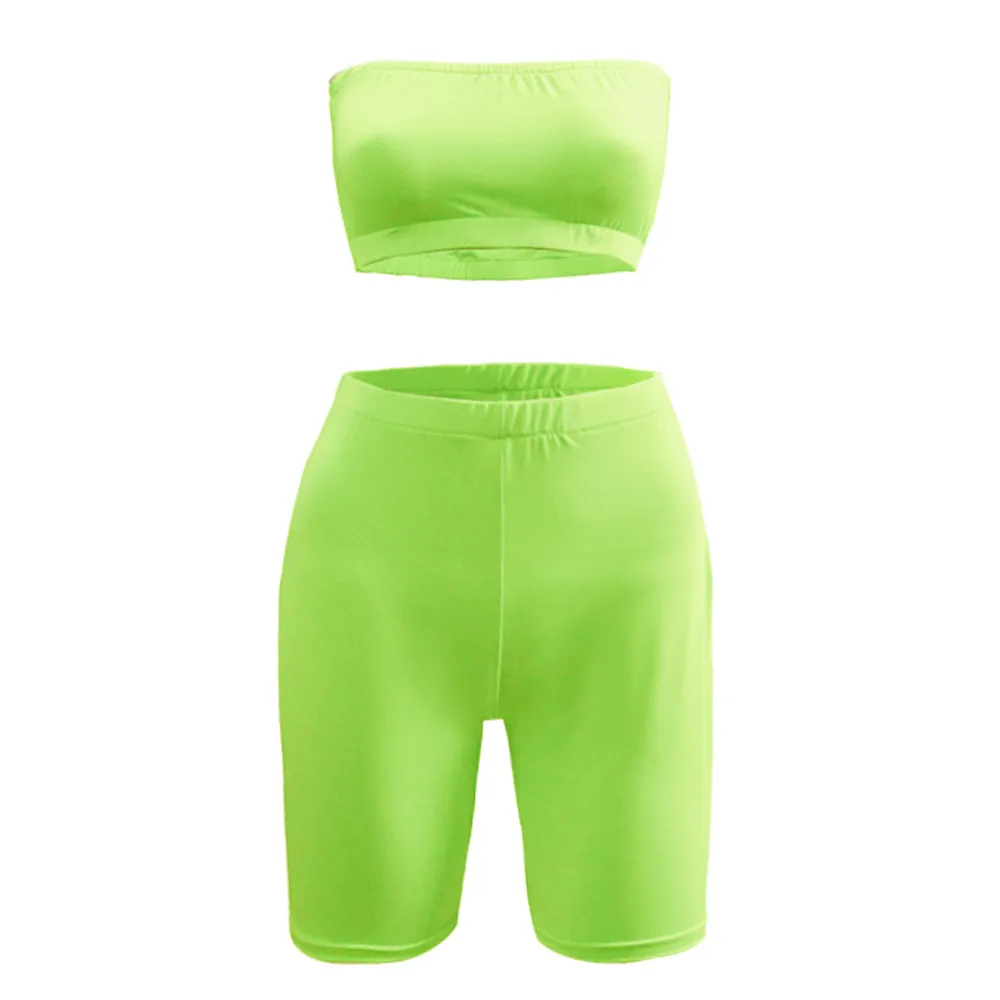 Hot Selling Casual Sports Fitness Running Exercise High Elastic Tight Elastic Small Strapless Shorts Two-piece Set display picture 12