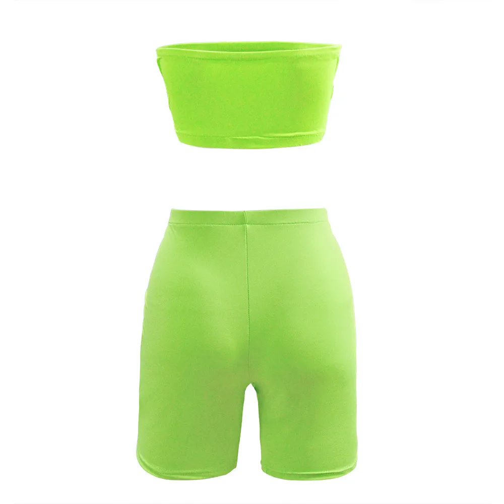 Hot Selling Casual Sports Fitness Running Exercise High Elastic Tight Elastic Small Strapless Shorts Two-piece Set display picture 13