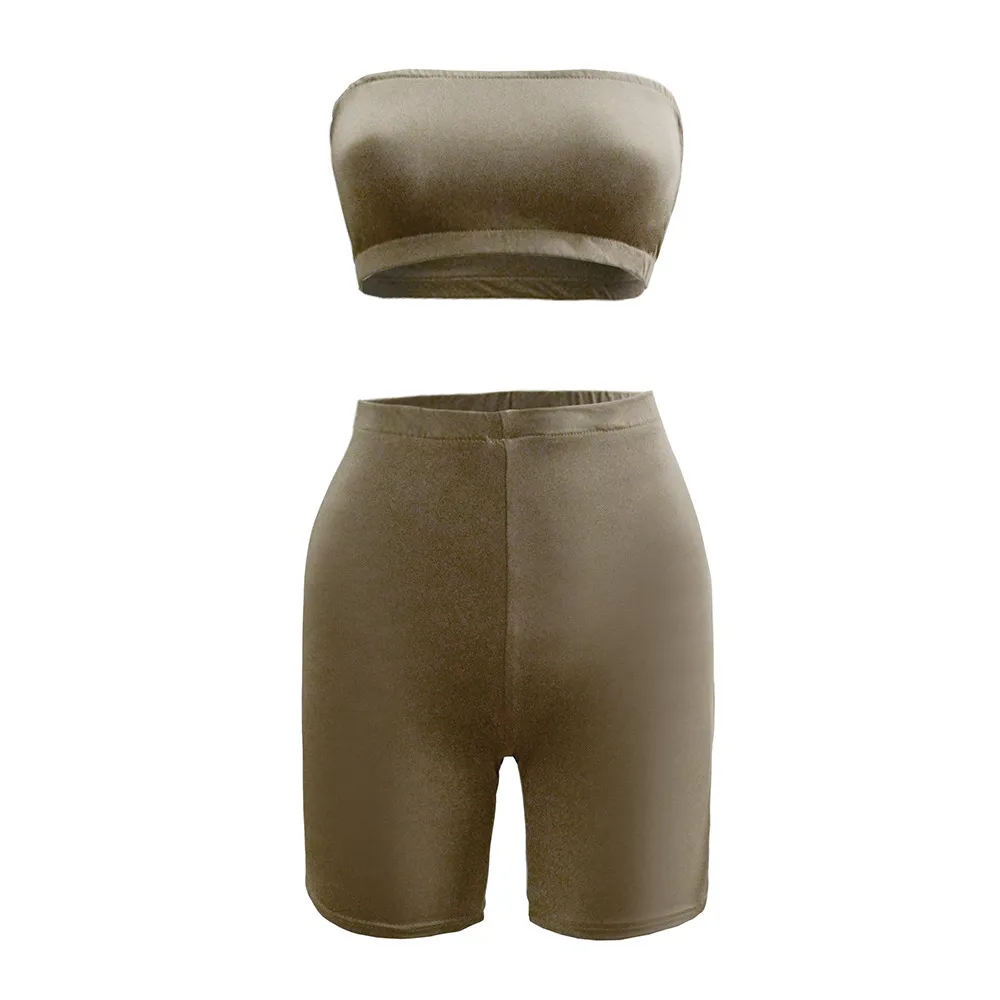 Hot Selling Casual Sports Fitness Running Exercise High Elastic Tight Elastic Small Strapless Shorts Two-piece Set display picture 15