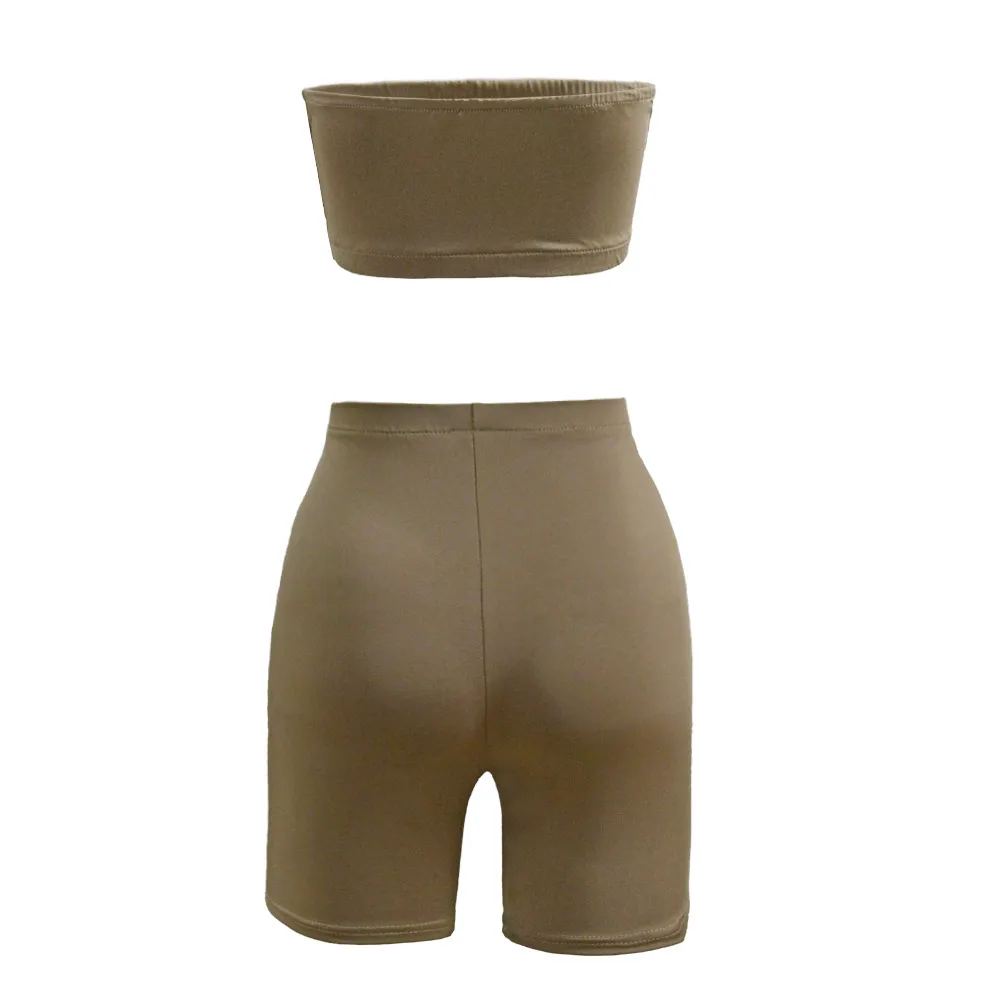 Hot Selling Casual Sports Fitness Running Exercise High Elastic Tight Elastic Small Strapless Shorts Two-piece Set display picture 16