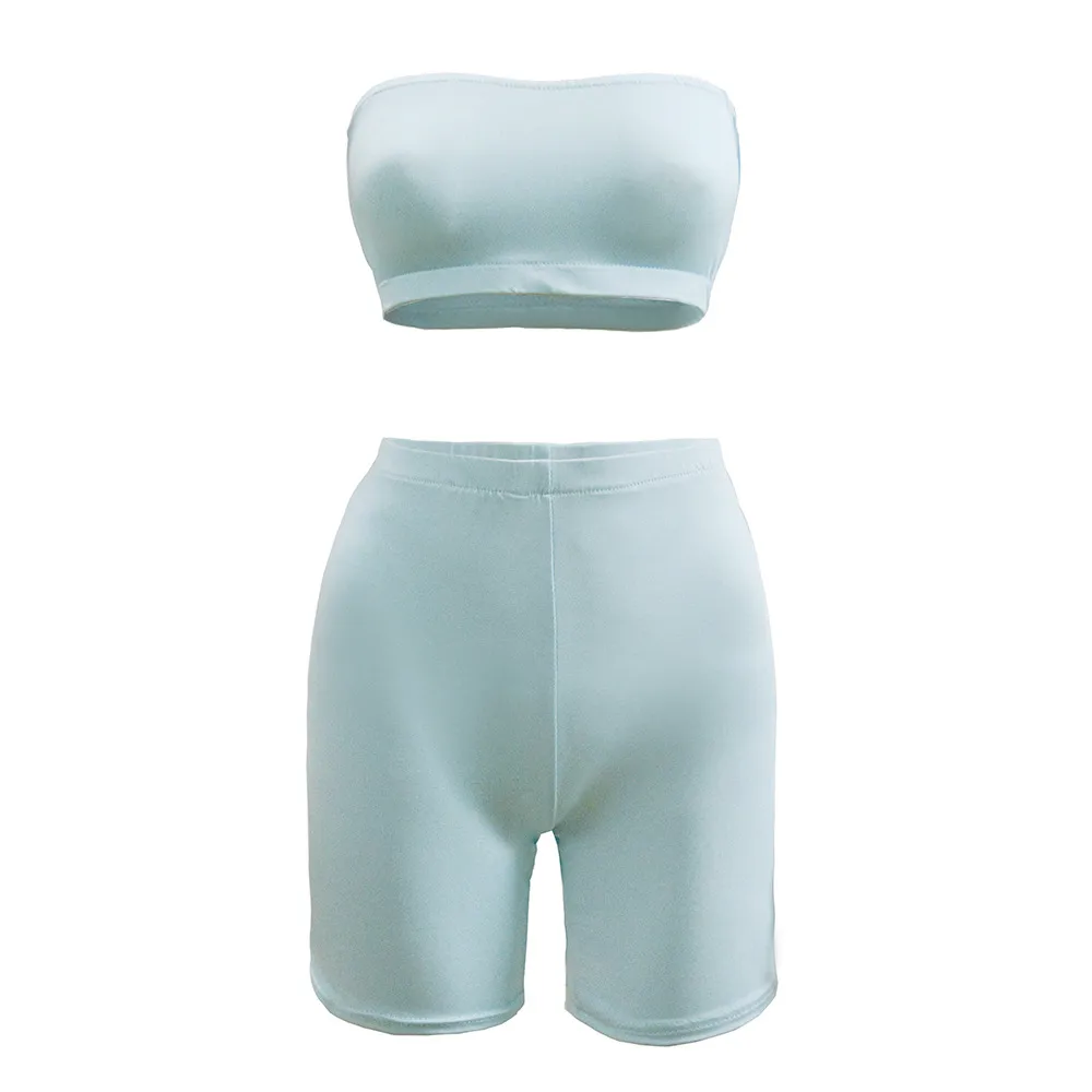 Hot Selling Casual Sports Fitness Running Exercise High Elastic Tight Elastic Small Strapless Shorts Two-piece Set display picture 18