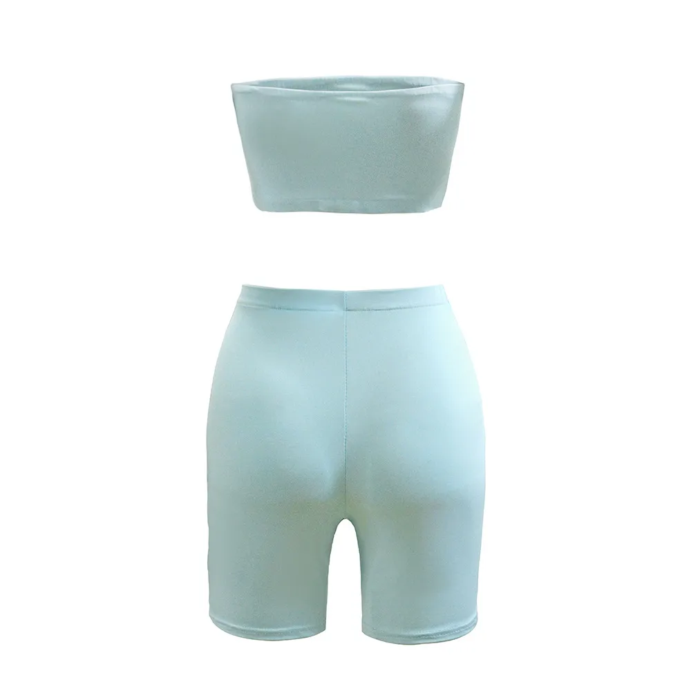 Hot Selling Casual Sports Fitness Running Exercise High Elastic Tight Elastic Small Strapless Shorts Two-piece Set display picture 19