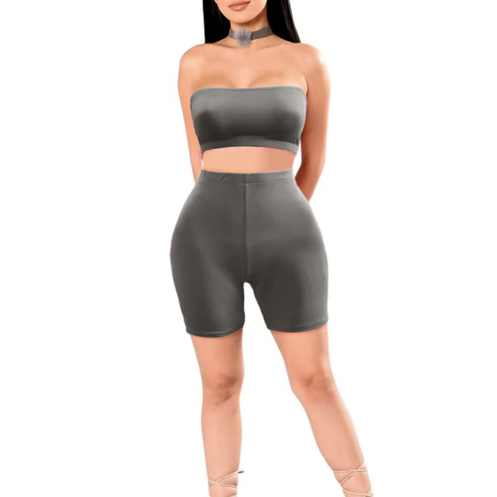 Hot Selling Casual Sports Fitness Running Exercise High Elastic Tight Elastic Small Strapless Shorts Two-piece Set display picture 20