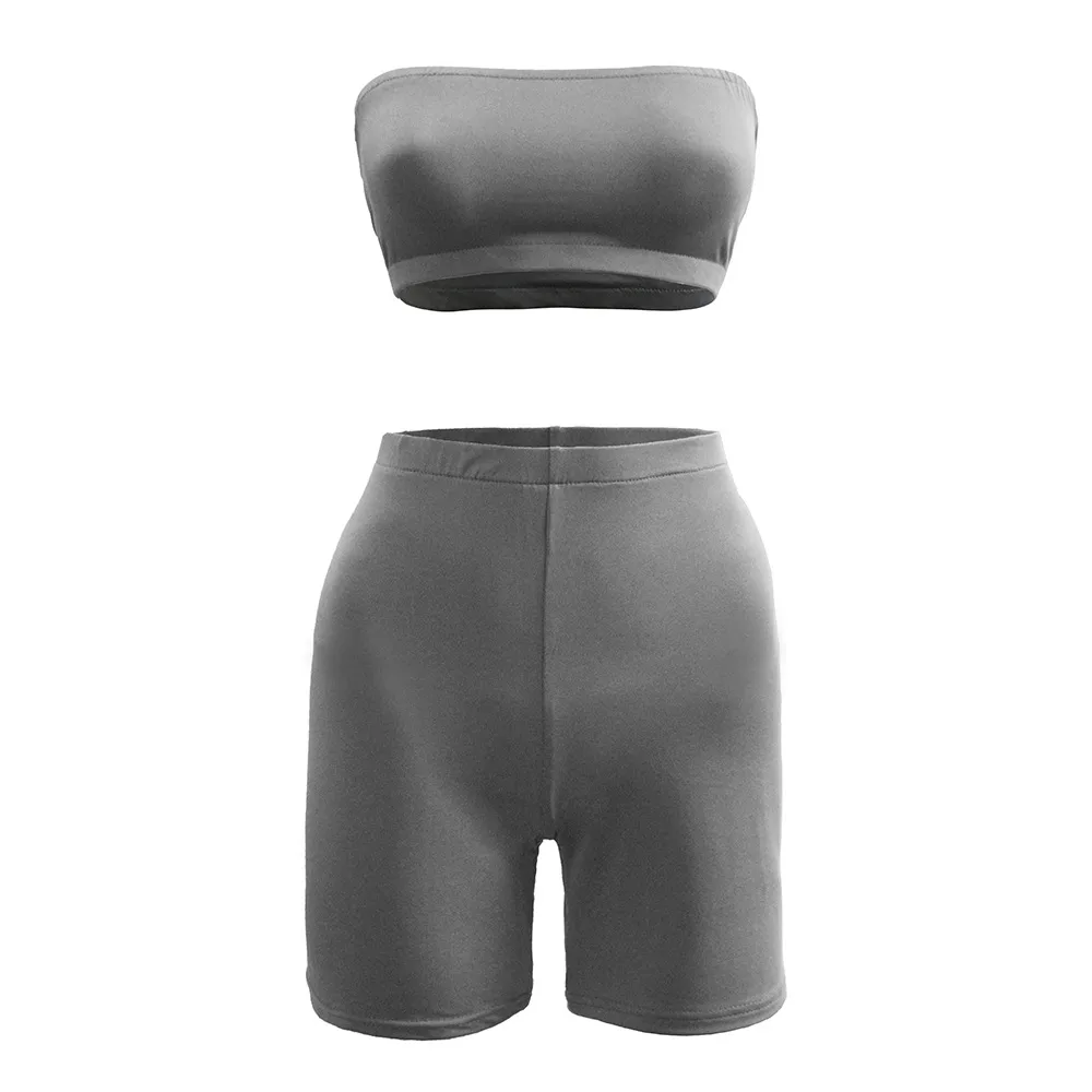 Hot Selling Casual Sports Fitness Running Exercise High Elastic Tight Elastic Small Strapless Shorts Two-piece Set display picture 21
