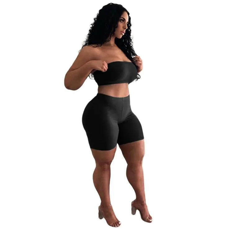 Hot Selling Casual Sports Fitness Running Exercise High Elastic Tight Elastic Small Strapless Shorts Two-piece Set display picture 23