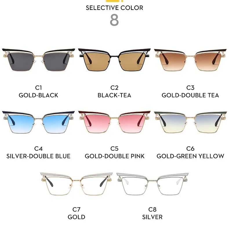 Summer Fashionable Women's Cat Eye Sunglasses Sunscreen High-End Metal Trendy Eyewear Travel Fishing Special Use Universal Season display picture 8