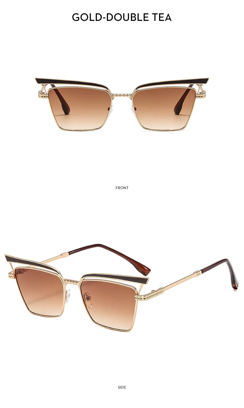 Summer Fashionable Women's Cat Eye Sunglasses Sunscreen High-End Metal Trendy Eyewear Travel Fishing Special Use Universal Season display picture 12
