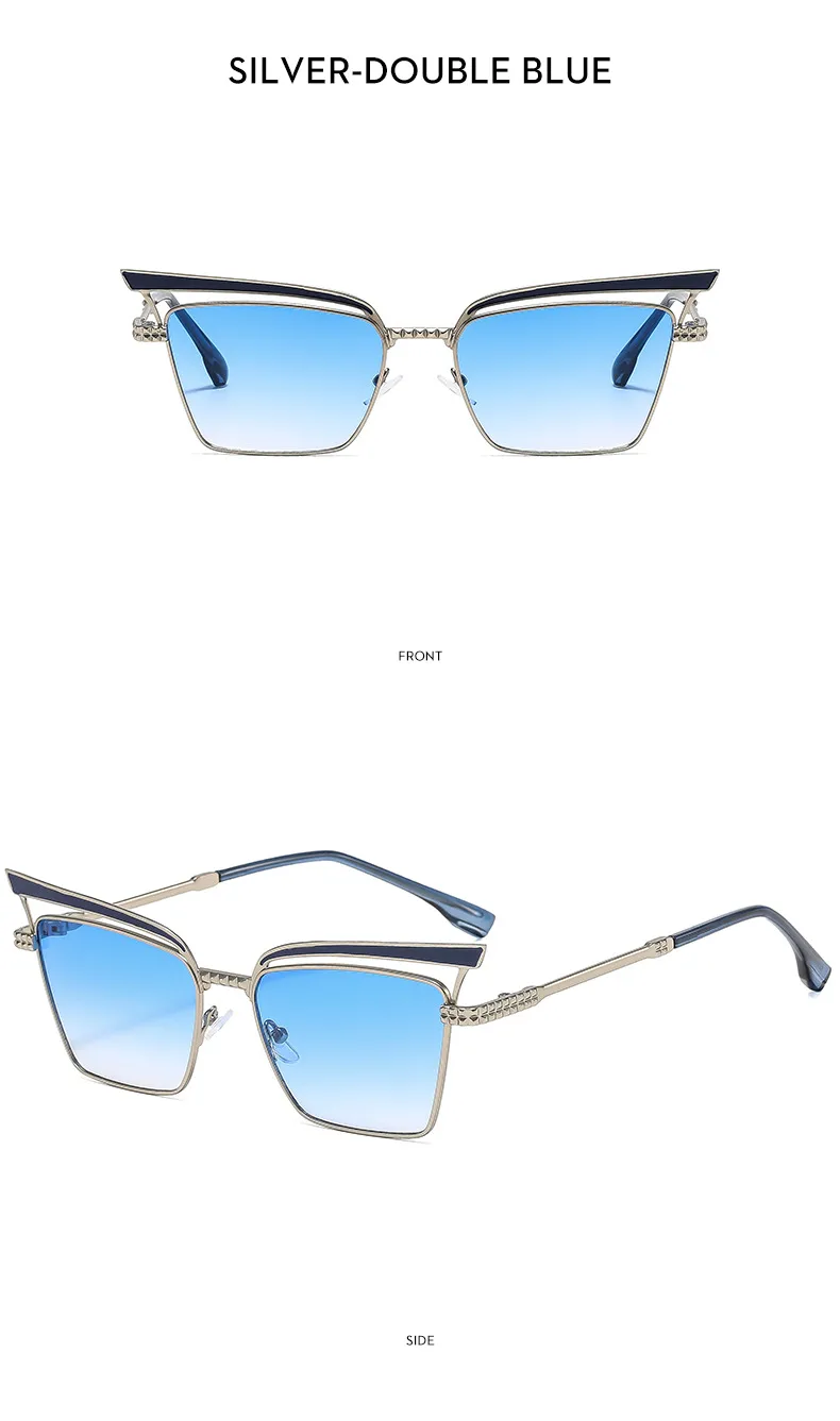 Summer Fashionable Women's Cat Eye Sunglasses Sunscreen High-End Metal Trendy Eyewear Travel Fishing Special Use Universal Season display picture 13