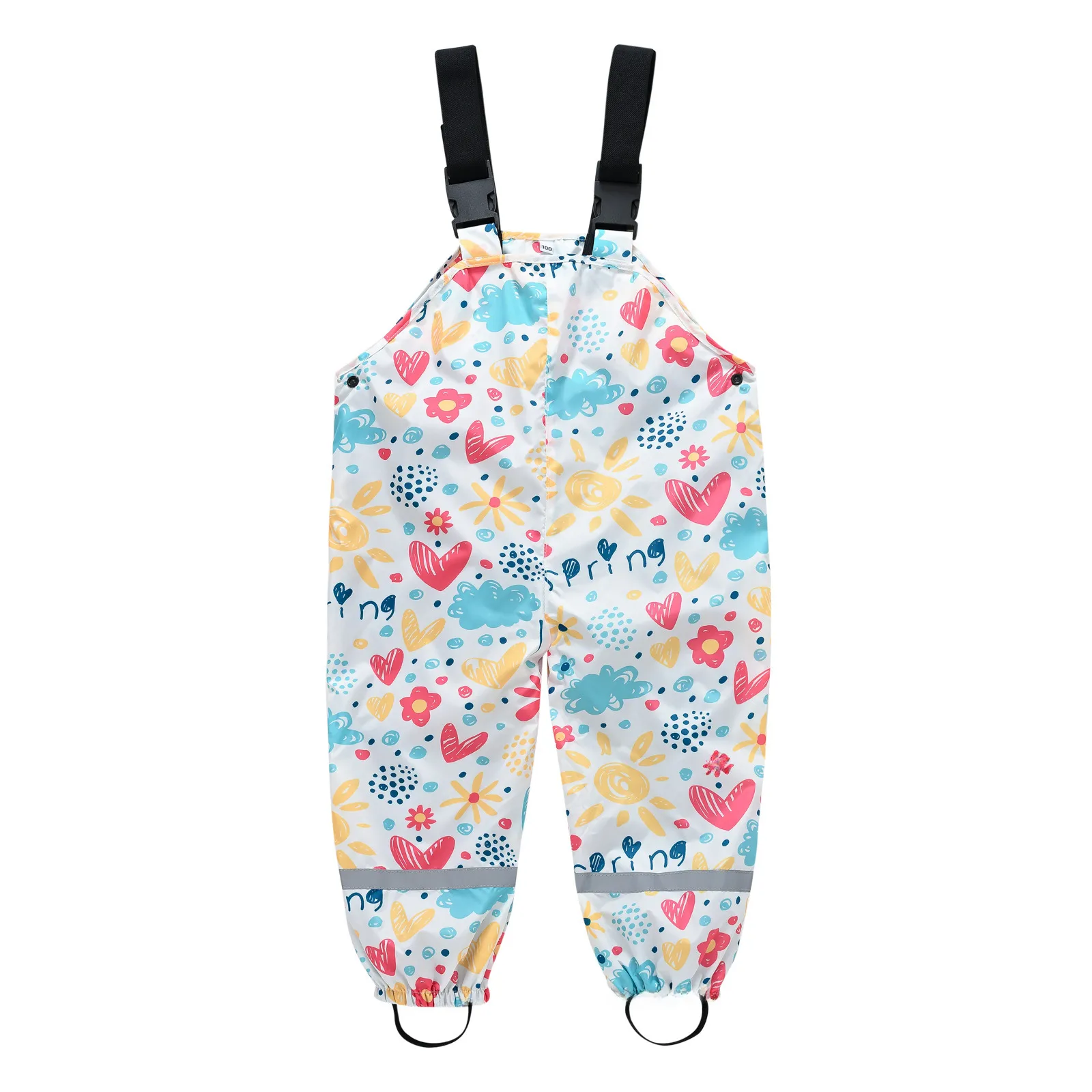 Children's Shoulder Strap Rain Pants Boys And Girls Baby Water Pants Children Rain Gear Kindergarten Children One-Piece Outdoor Technical Trousers display picture 3