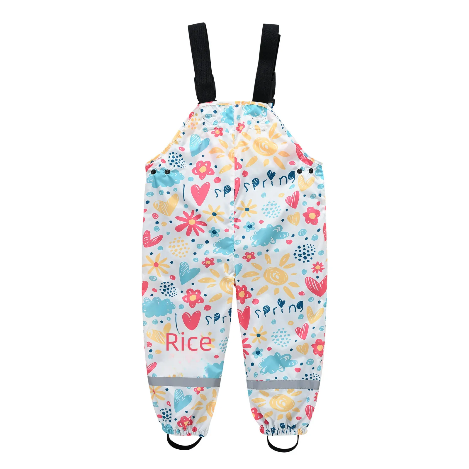 Children's Shoulder Strap Rain Pants Boys And Girls Baby Water Pants Children Rain Gear Kindergarten Children One-Piece Outdoor Technical Trousers display picture 4