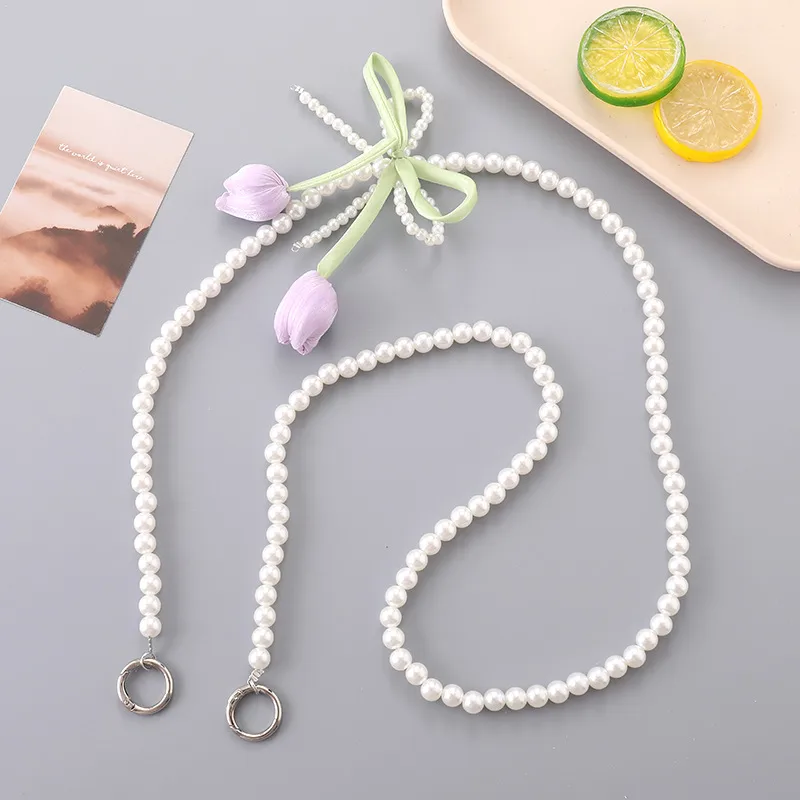 1 Piece Elegant Basic Lady Flower Bow Knot Beaded Beaded Bag Pendant Mobile Phone Chain display picture 4