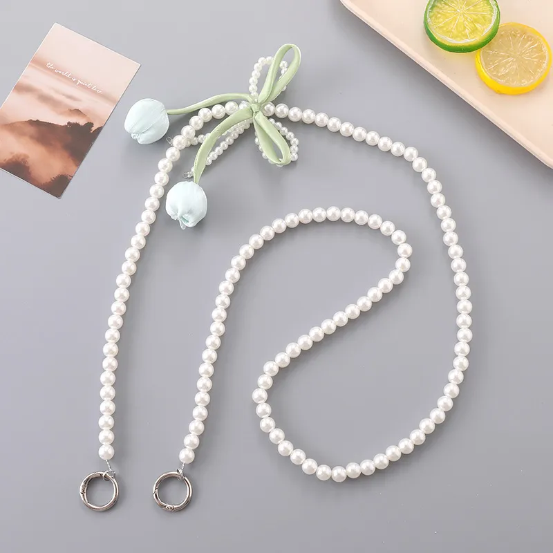 1 Piece Elegant Basic Lady Flower Bow Knot Beaded Beaded Bag Pendant Mobile Phone Chain display picture 3