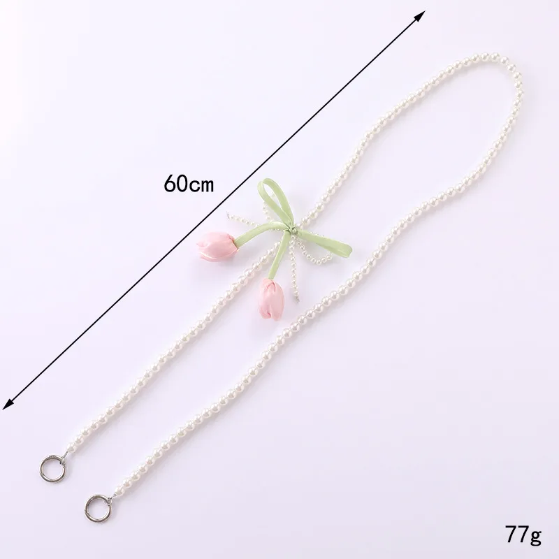 1 Piece Elegant Basic Lady Flower Bow Knot Beaded Beaded Bag Pendant Mobile Phone Chain display picture 2