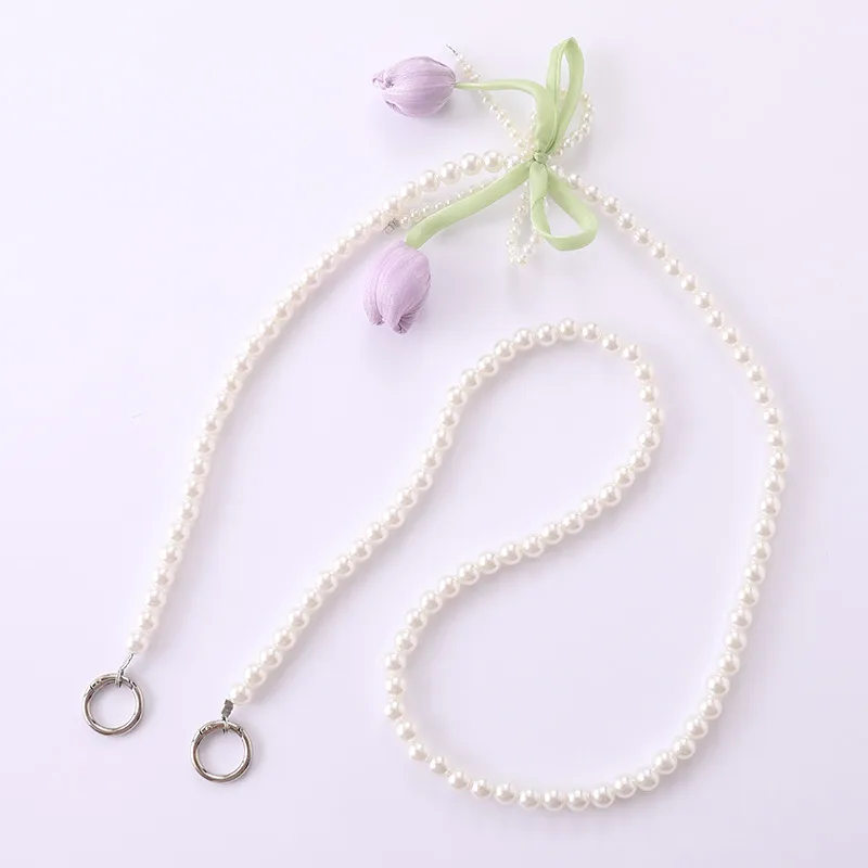 1 Piece Elegant Basic Lady Flower Bow Knot Beaded Beaded Bag Pendant Mobile Phone Chain display picture 6