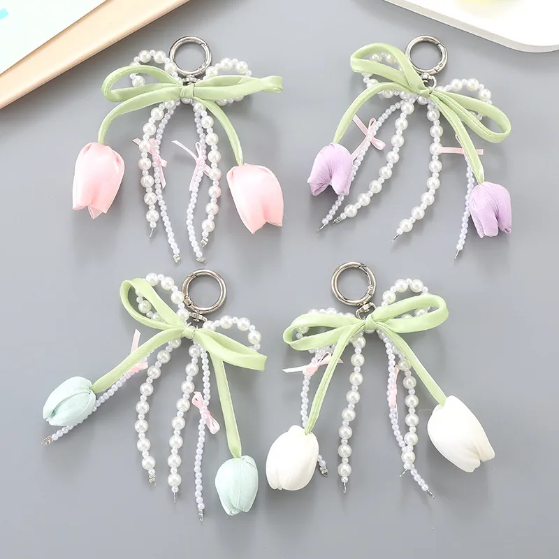 1 Piece Elegant Lady Sweet Flower Beaded Bag Pendant Keychain display picture 1