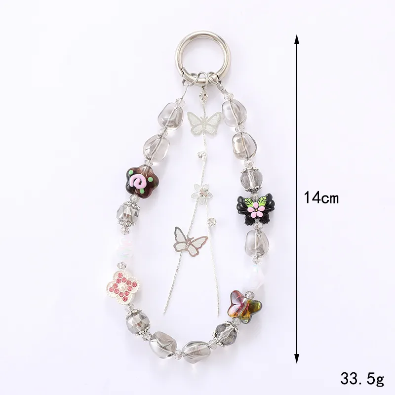 1 Piece Elegant Lady Butterfly Beaded Beaded Bag Pendant Mobile Phone Chain display picture 2