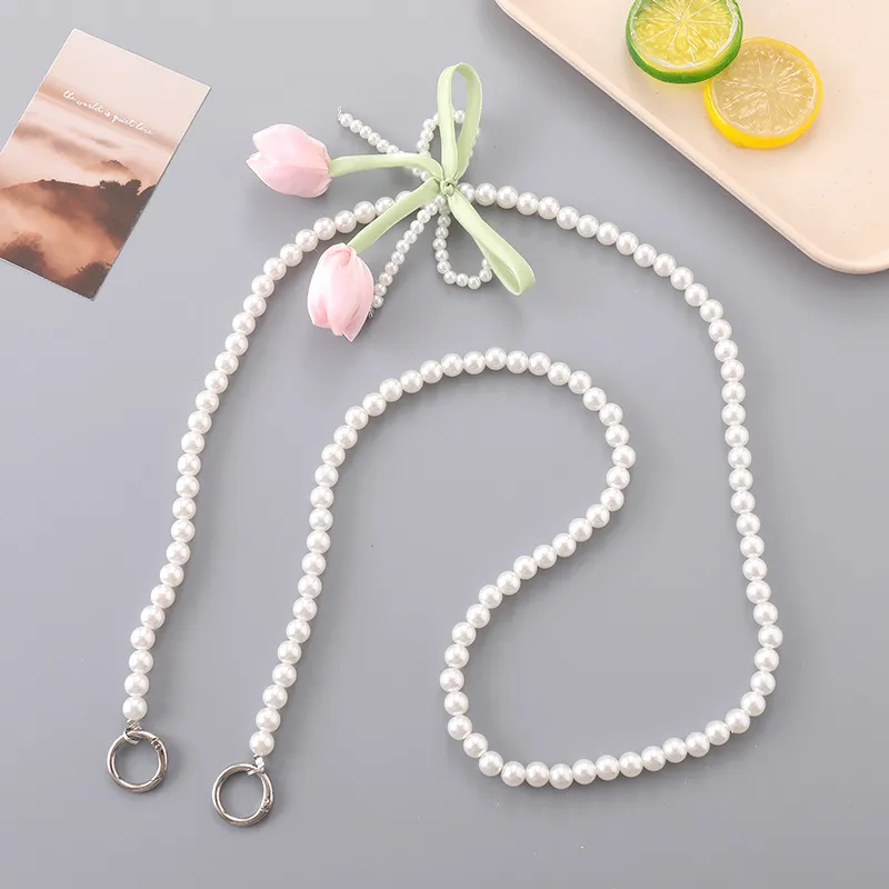 1 Piece Elegant Basic Lady Flower Bow Knot Beaded Beaded Bag Pendant Mobile Phone Chain display picture 5