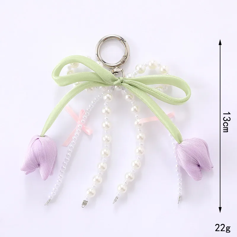 1 Piece Elegant Lady Sweet Flower Beaded Bag Pendant Keychain display picture 2