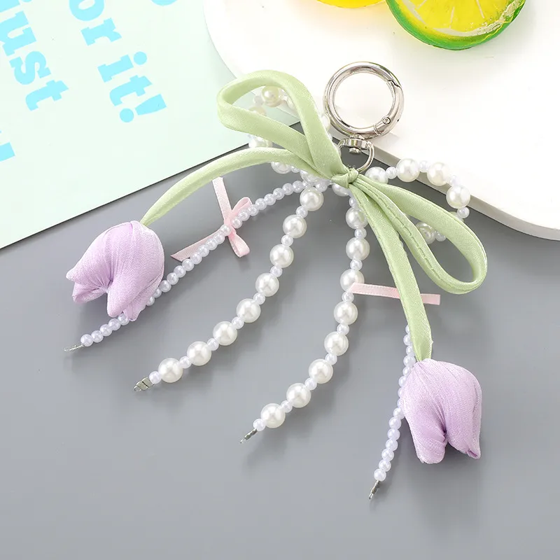 1 Piece Elegant Lady Sweet Flower Beaded Bag Pendant Keychain display picture 5