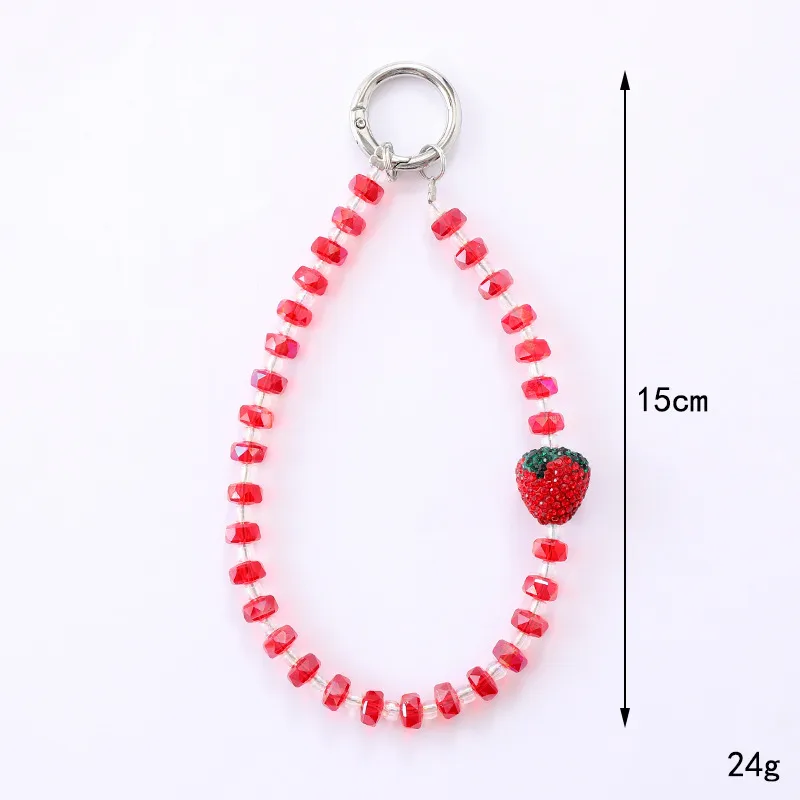 1 Piece Elegant Lady Strawberry Crystal Beaded Bag Pendant Mobile Phone Chain display picture 2