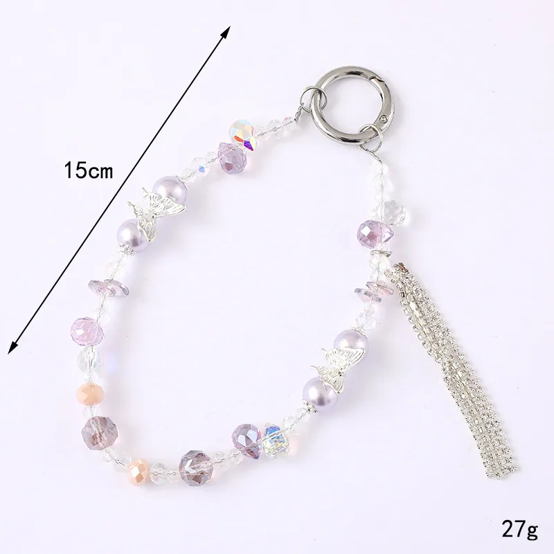 1 Piece Elegant Lady Butterfly Beaded Beaded Bag Pendant Mobile Phone Chain display picture 2