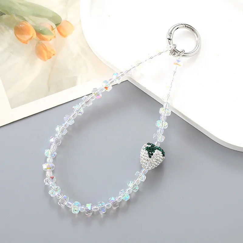 1 Piece Elegant Lady Strawberry Crystal Beaded Bag Pendant Mobile Phone Chain display picture 6