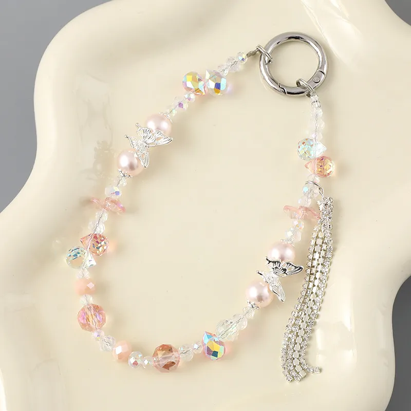 1 Piece Elegant Lady Butterfly Beaded Beaded Bag Pendant Mobile Phone Chain display picture 4