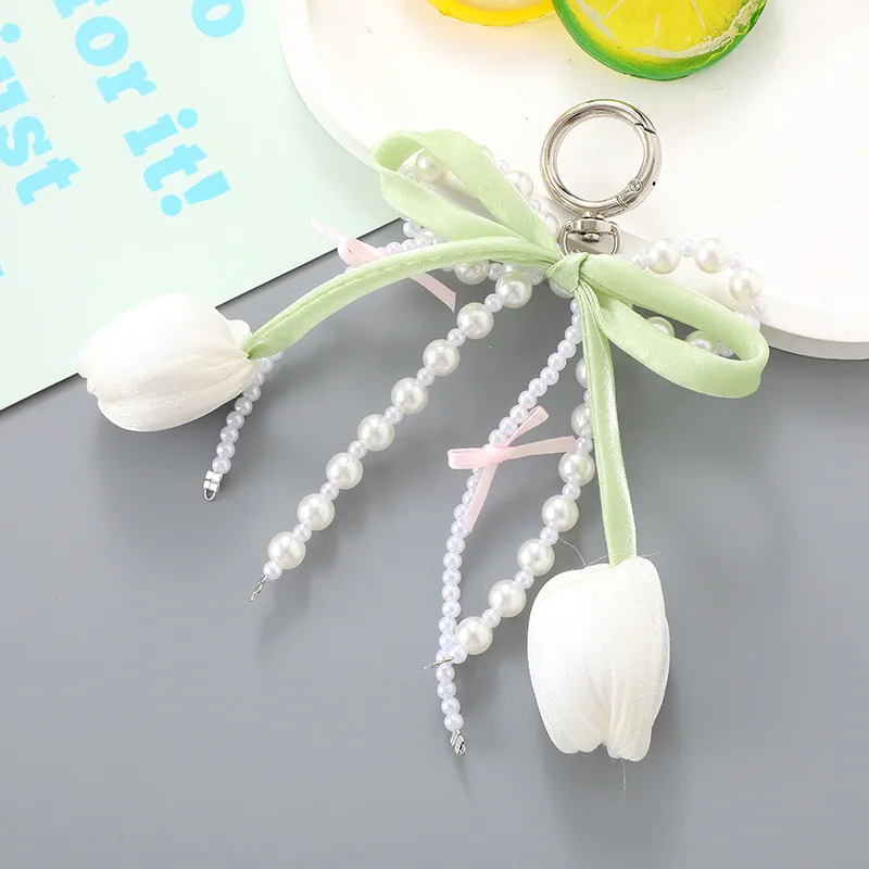 1 Piece Elegant Lady Sweet Flower Beaded Bag Pendant Keychain display picture 4