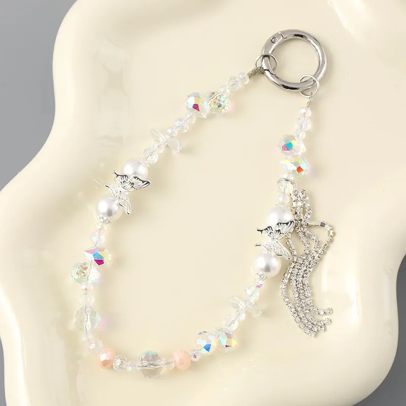 1 Piece Elegant Lady Butterfly Beaded Beaded Bag Pendant Mobile Phone Chain display picture 3