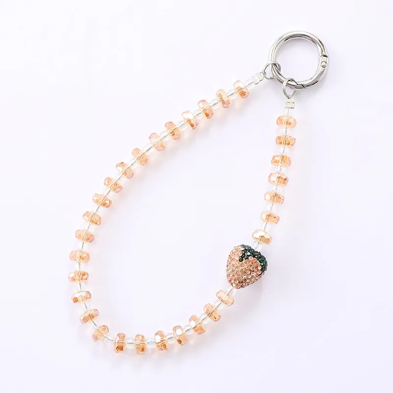 1 Piece Elegant Lady Strawberry Crystal Beaded Bag Pendant Mobile Phone Chain display picture 7