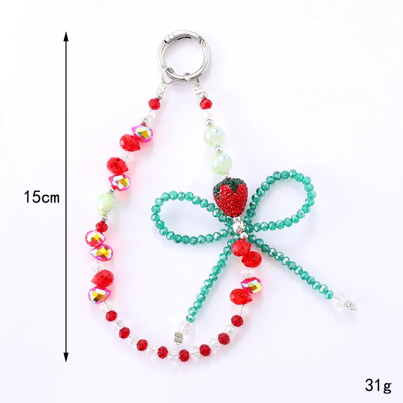 1 Piece Elegant Lady Strawberry Beaded Beaded Bag Pendant Mobile Phone Chain display picture 2