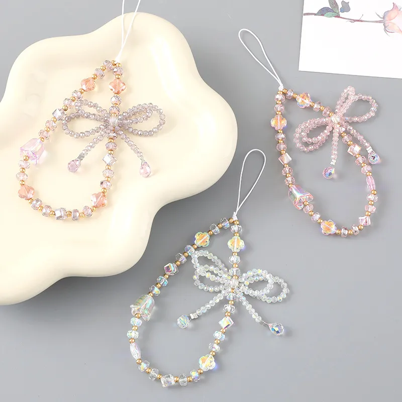 1 Piece Elegant Lady Butterfly Beaded Beaded Bag Pendant Mobile Phone Chain display picture 1