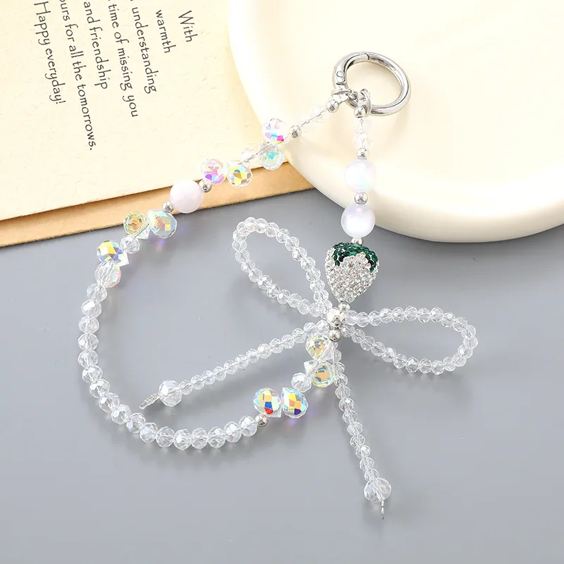 1 Piece Elegant Lady Strawberry Beaded Beaded Bag Pendant Mobile Phone Chain display picture 6