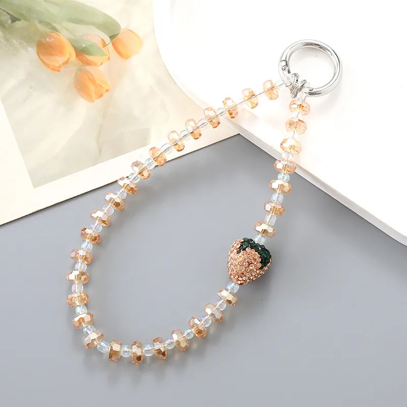 1 Piece Elegant Lady Strawberry Crystal Beaded Bag Pendant Mobile Phone Chain display picture 4