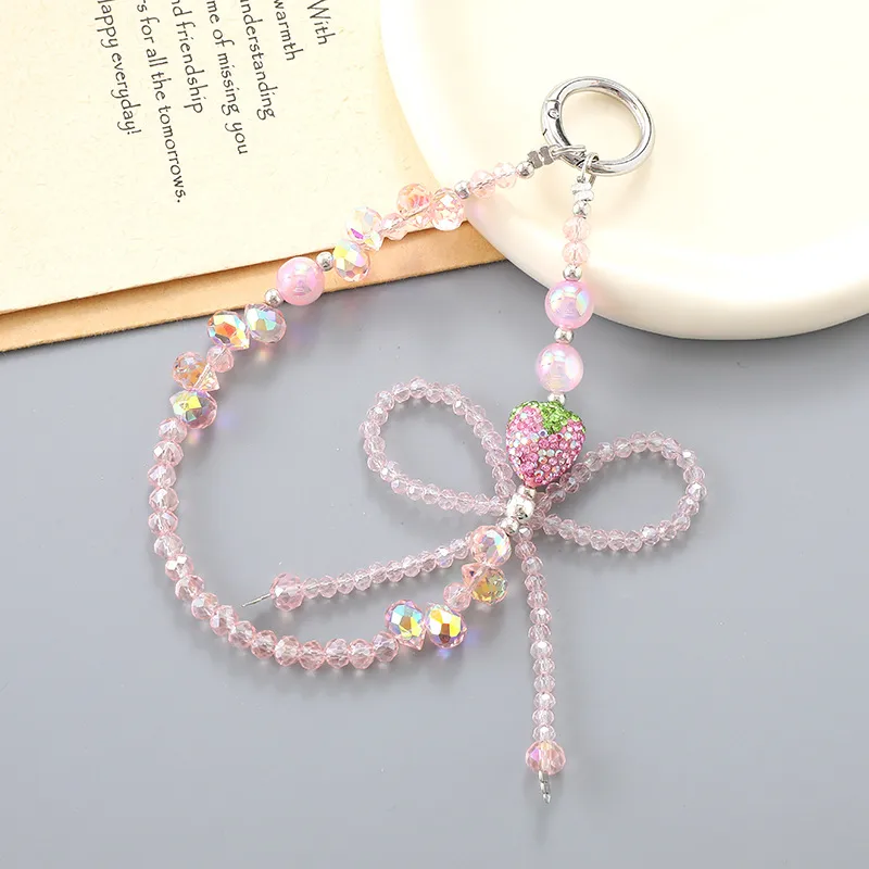 1 Piece Elegant Lady Strawberry Beaded Beaded Bag Pendant Mobile Phone Chain display picture 5