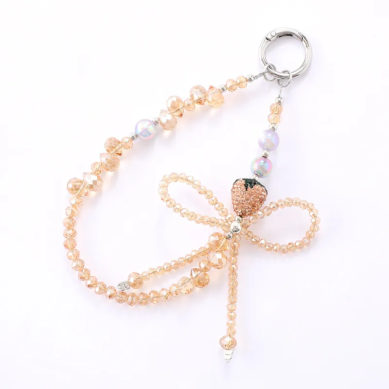 1 Piece Elegant Lady Strawberry Beaded Beaded Bag Pendant Mobile Phone Chain display picture 7