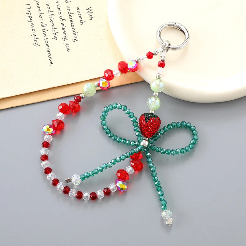 1 Piece Elegant Lady Strawberry Beaded Beaded Bag Pendant Mobile Phone Chain display picture 3