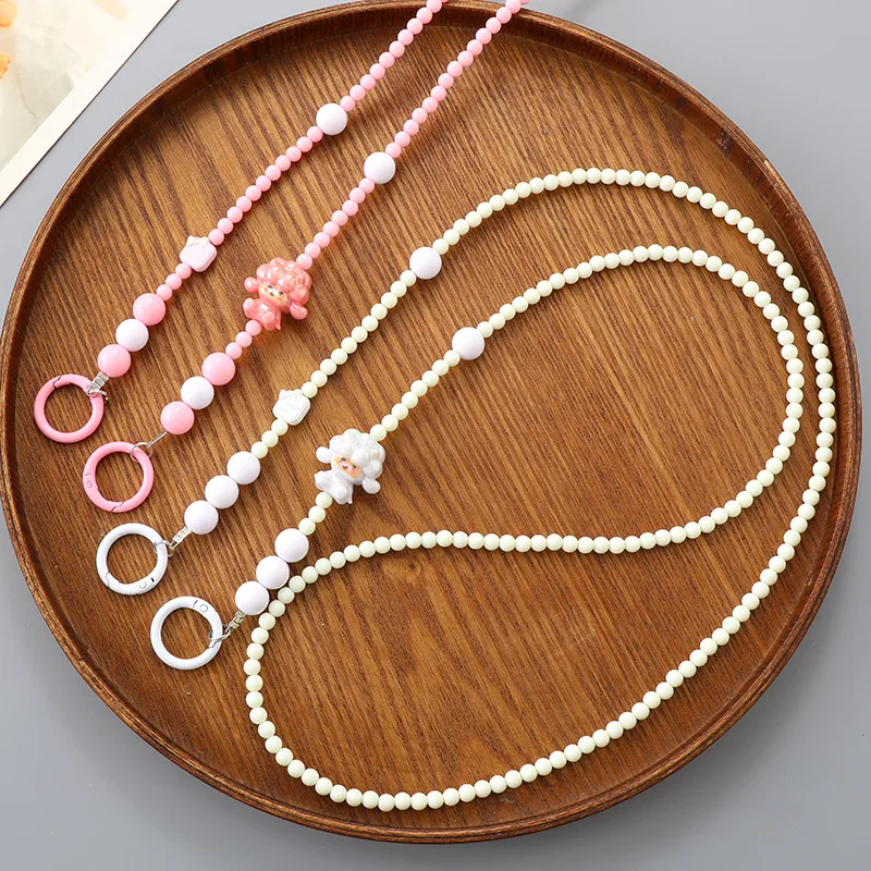 1 Piece Elegant Cute Sheep Acrylic Beaded Bag Pendant Mobile Phone Chain display picture 1