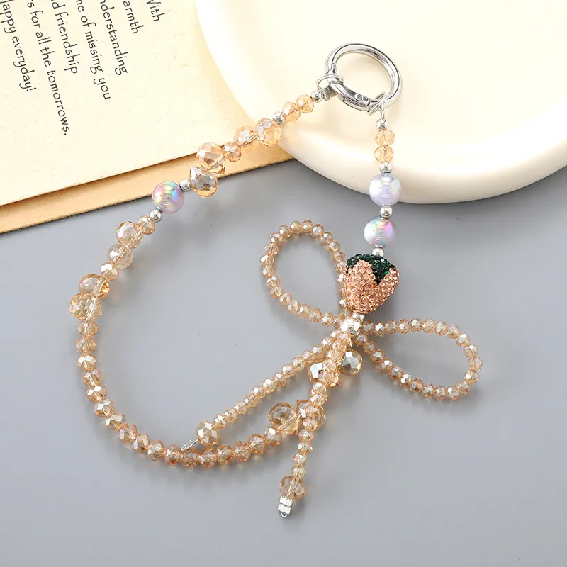 1 Piece Elegant Lady Strawberry Beaded Beaded Bag Pendant Mobile Phone Chain display picture 4