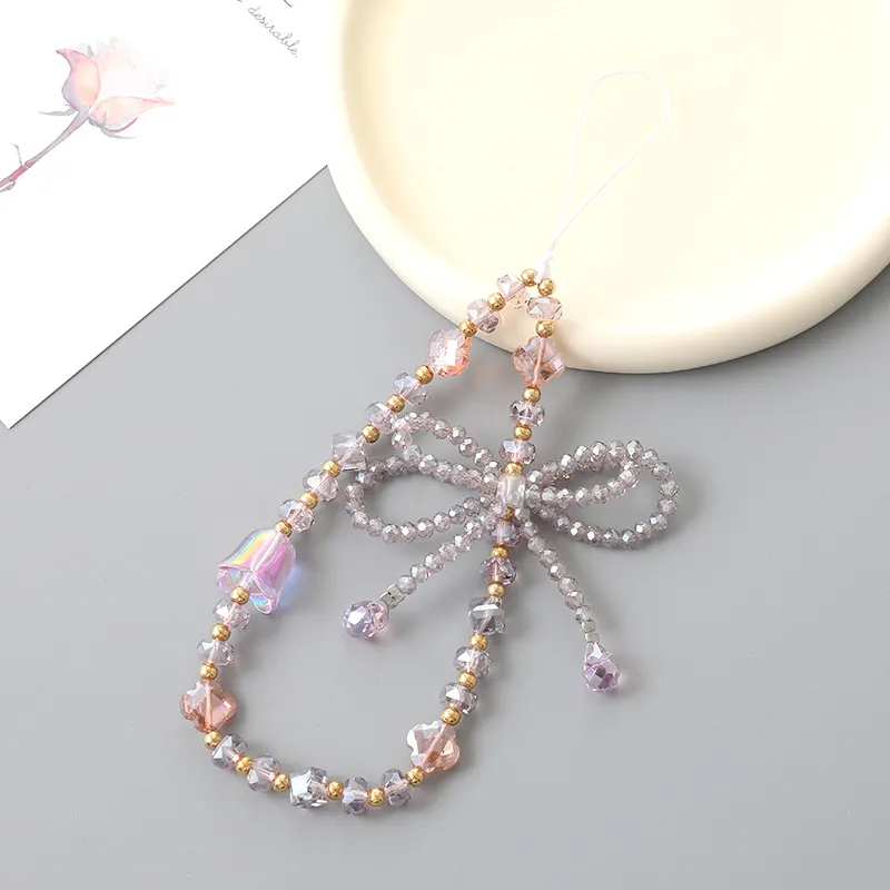 1 Piece Elegant Lady Butterfly Beaded Beaded Bag Pendant Mobile Phone Chain display picture 3