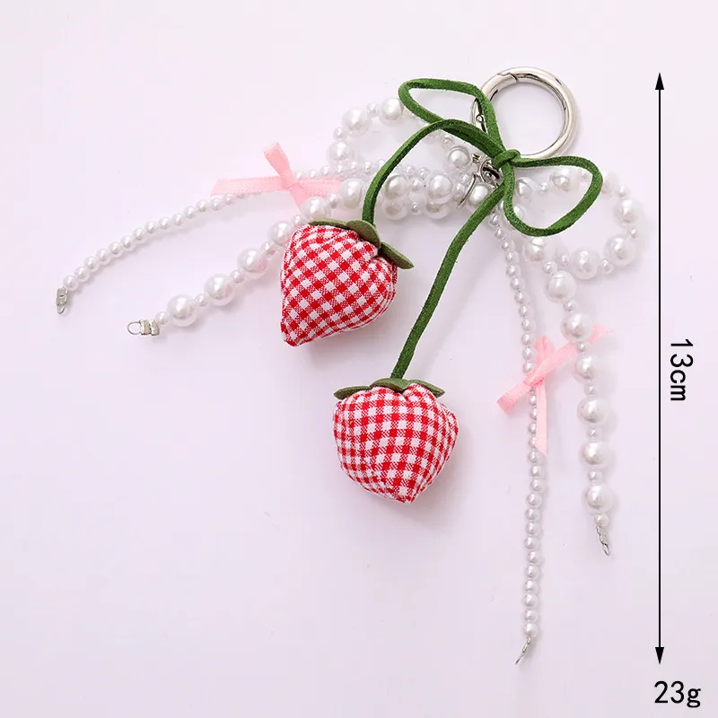 1 Piece Elegant Lady Sweet Strawberry Bow Knot Beaded Beaded Bag Pendant Keychain display picture 2