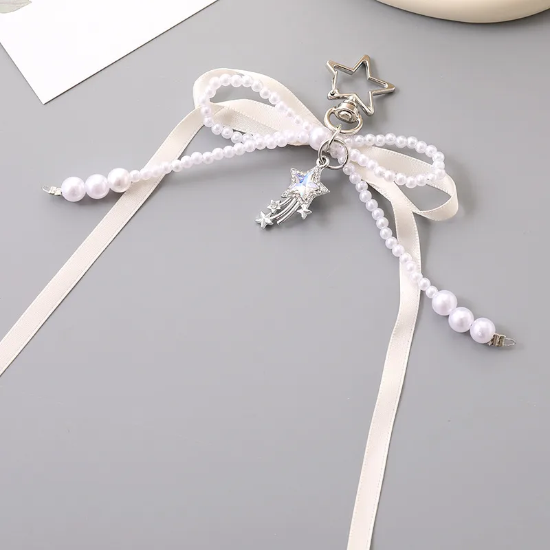 1 Piece Elegant Lady Star Bow Knot Beaded Bag Pendant Keychain display picture 8