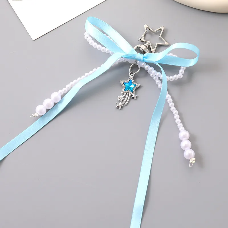 1 Piece Elegant Lady Star Bow Knot Beaded Bag Pendant Keychain display picture 5